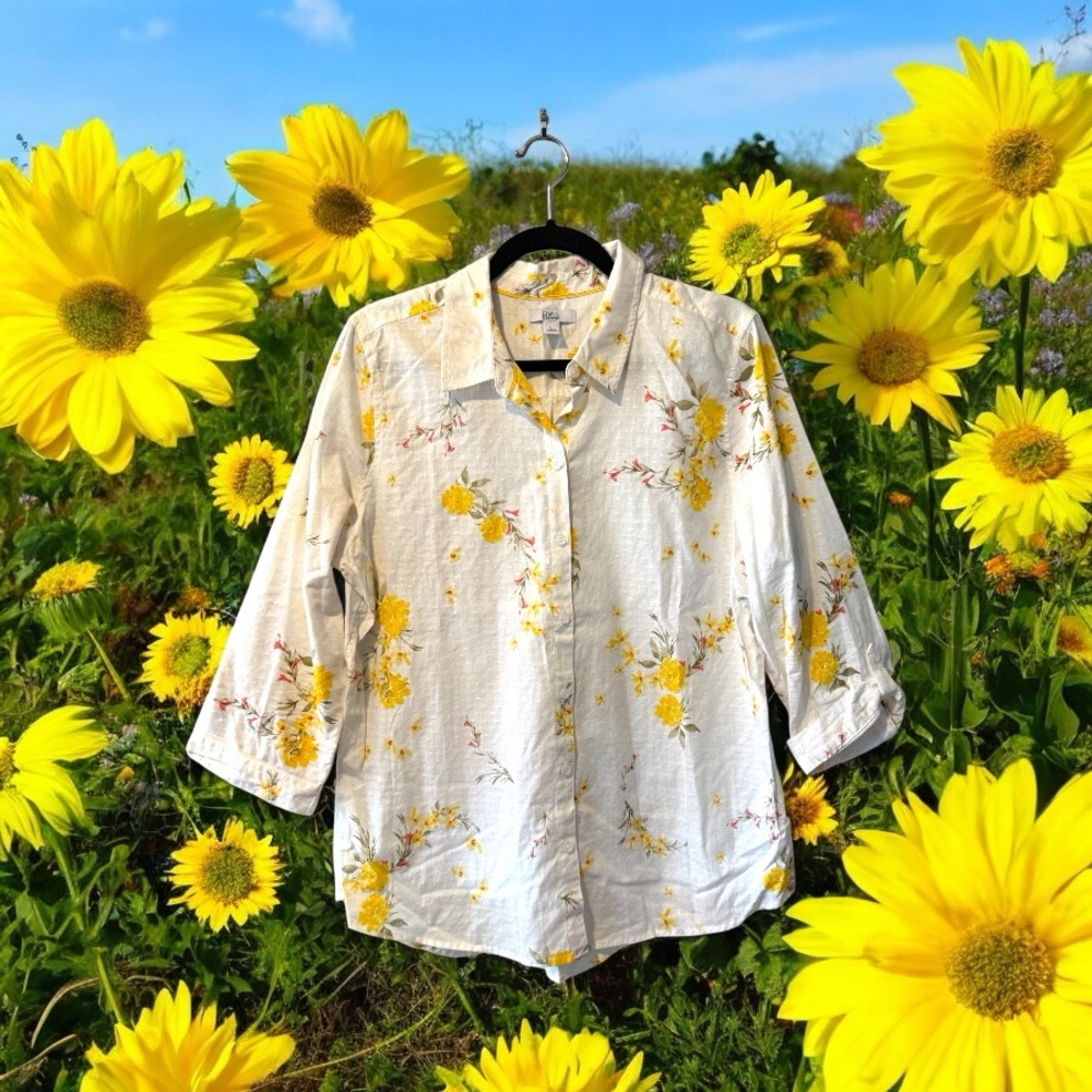 Croft & Barrow Floral Print Button Front Cotton Shirt